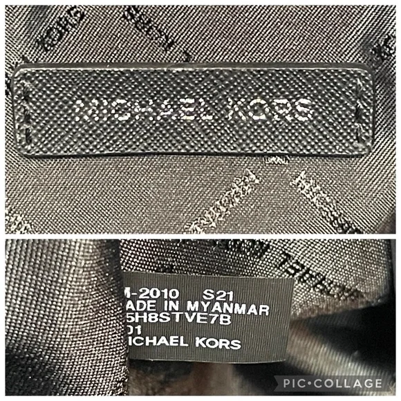 Michael Kors Jet Set Large Monogram Shoulder Bag Tote & Studded Wallet Set Black - Picture 13 of 17